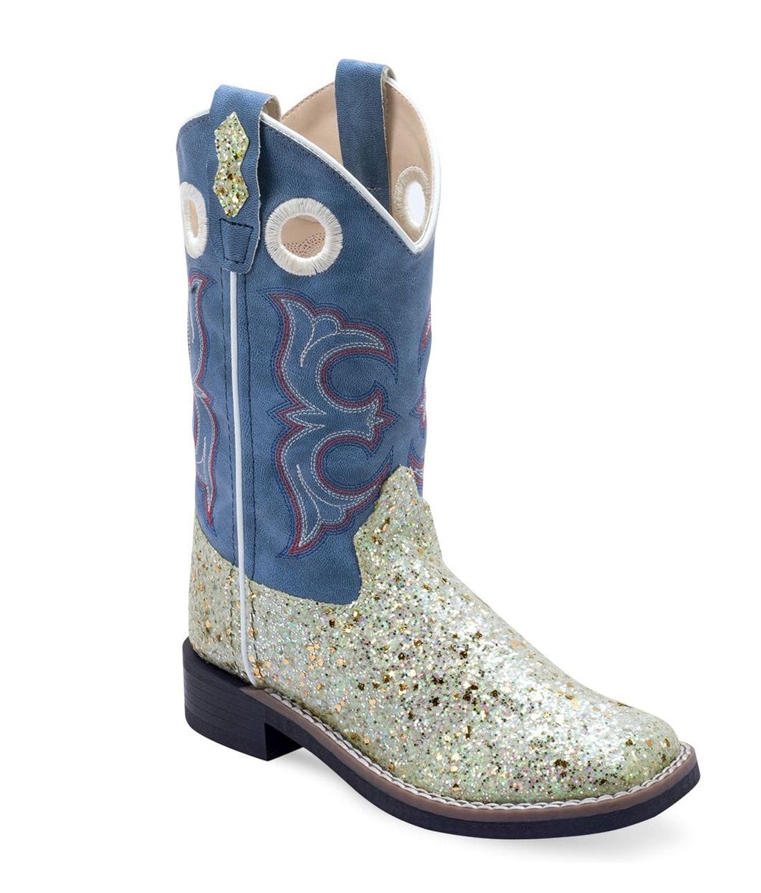 Old West Childrens Sparkling Silver Foot / Sky Blue Shaft Boot VB9182 - Old West