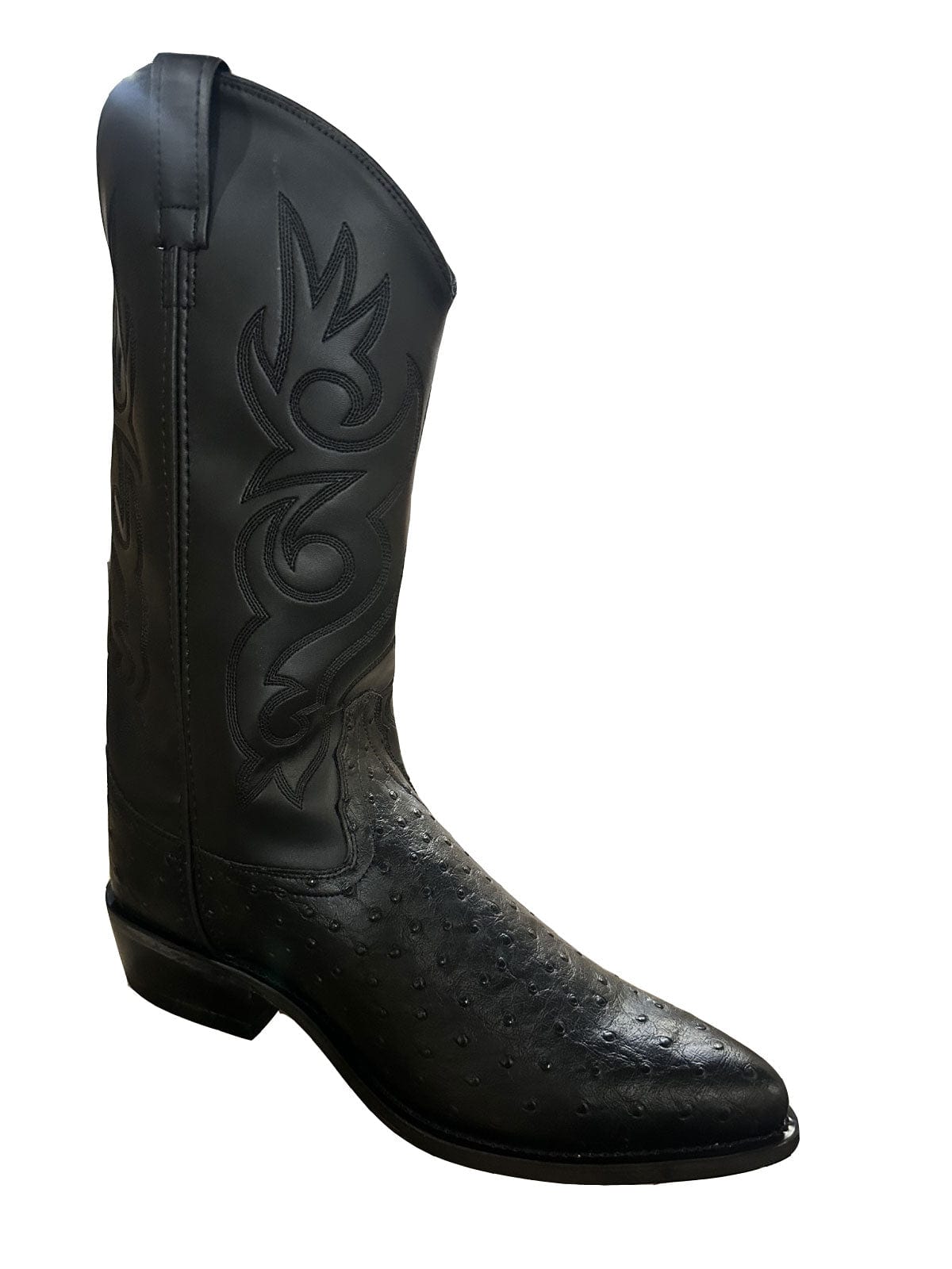 Old West Mens Black Ostrich Print All Over Leather 13" Boot - Old West