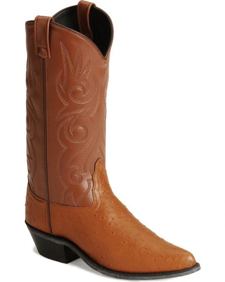 Old West Mens Cognac Ostrich Print All Over Leather 13" Boot