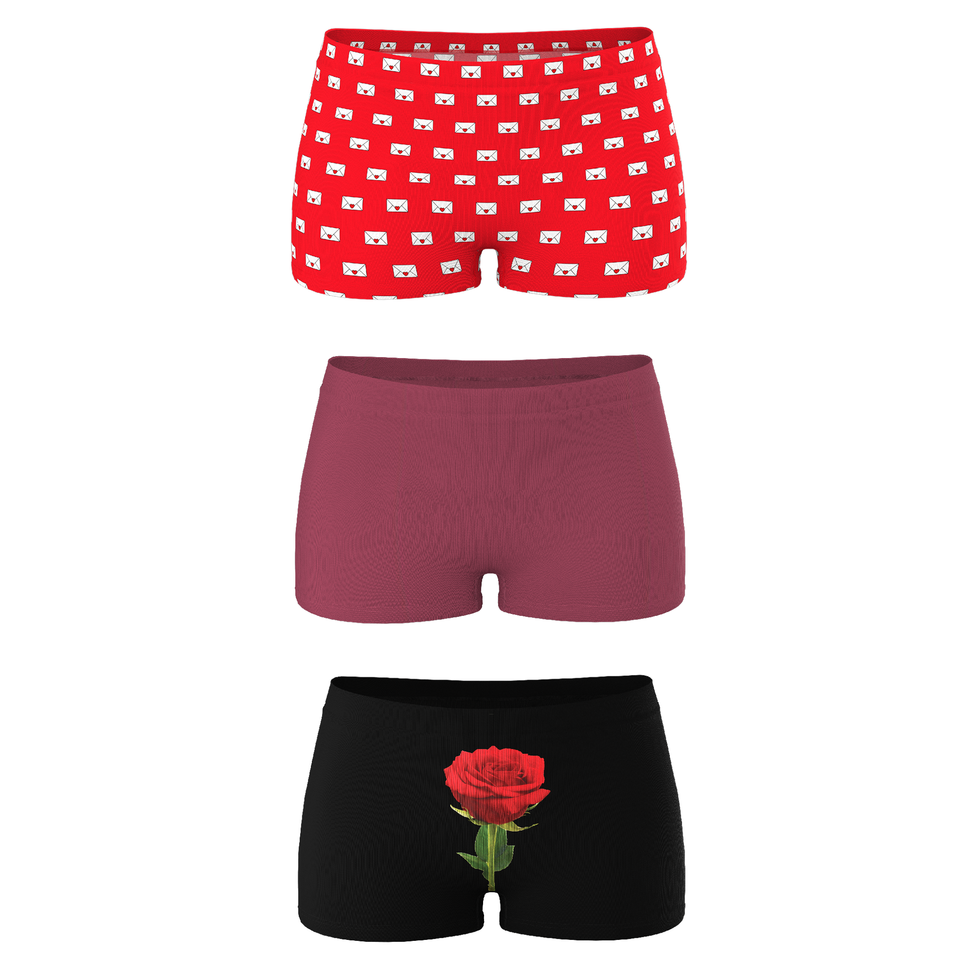 The Love Letter | Valentine's Themed Modal Boyshort Underwear 3 Pack