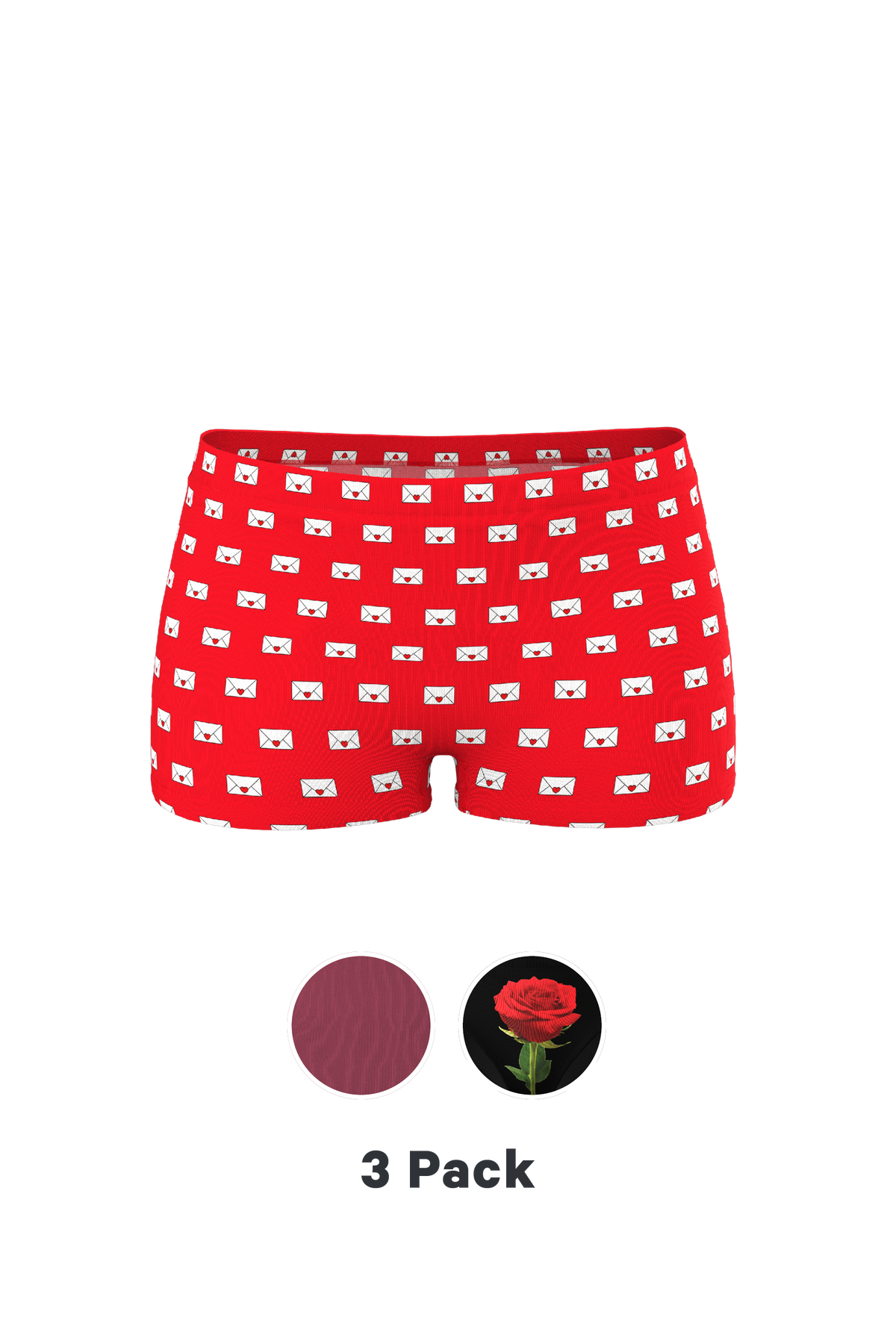 The Love Letter | Valentine's Themed Modal Boyshort Underwear 3 Pack