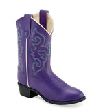 Old West Purple Children All Over Leatherette Material Round Toe Boots - Flyclothing LLC