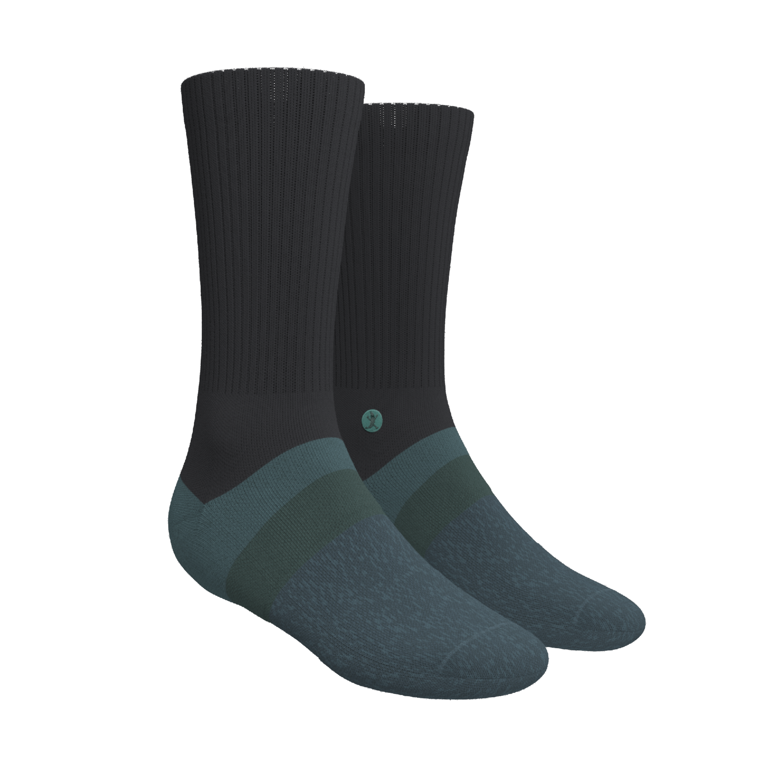 The Night Owl | Black and Teal Heel Hammock™ Crew Socks