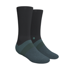 The Night Owl | Black and Teal Heel Hammock™ Crew Socks