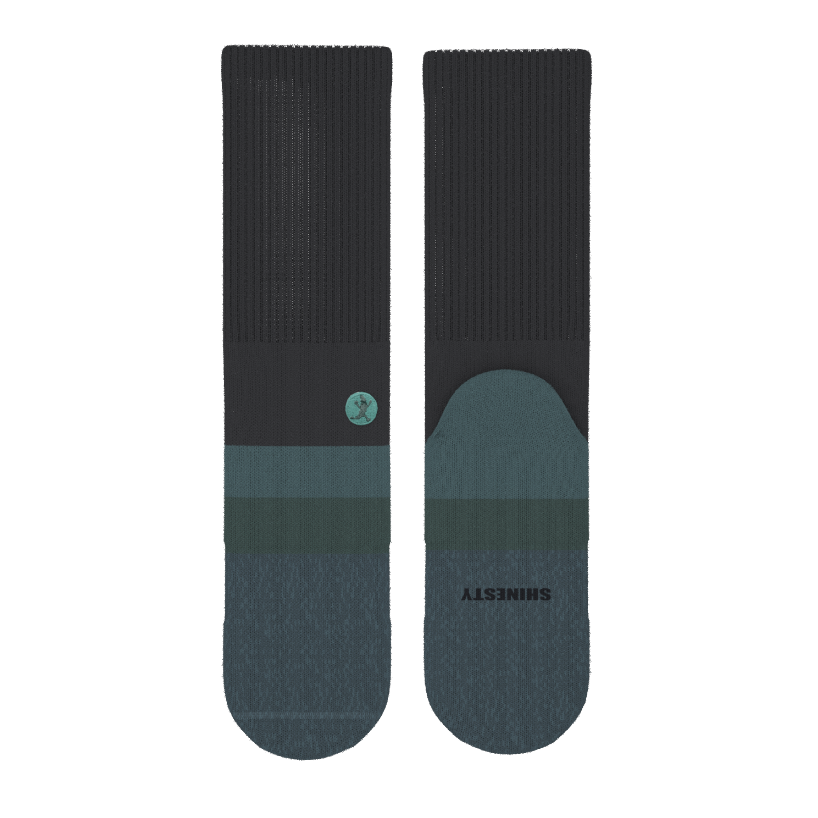 The Night Owl | Black and Teal Heel Hammock™ Crew Socks