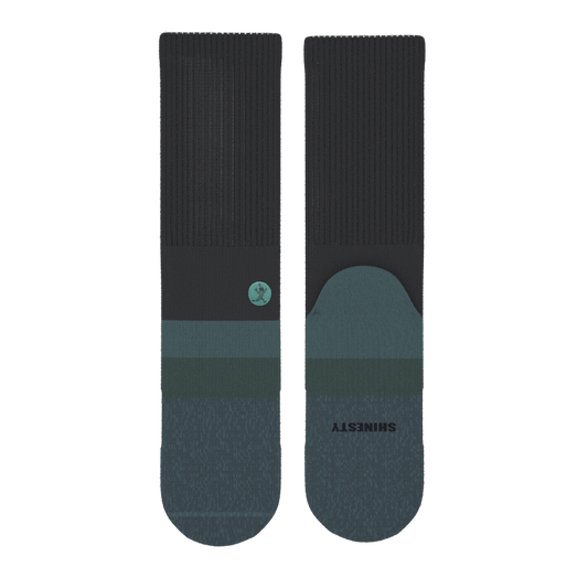 The Night Owl | Black and Teal Heel Hammock™ Crew Socks