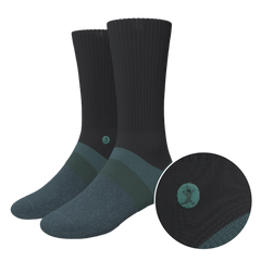 The Night Owl | Black and Teal Heel Hammock™ Crew Socks