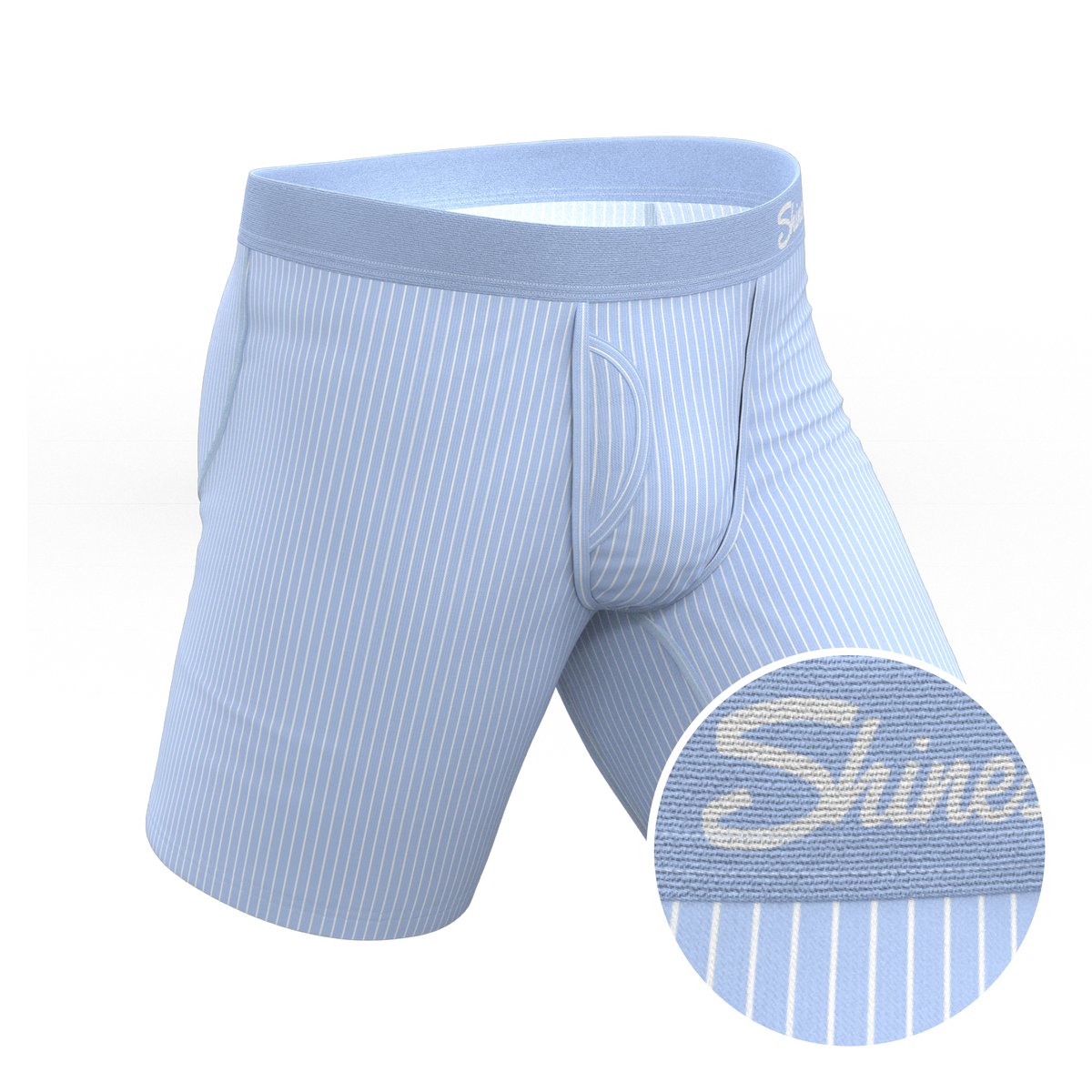 The Venus | Light Blue Stripe Long Leg Ball Hammock® Pouch Underwear With Fly