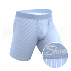 The Venus | Light Blue Stripe Long Leg Ball Hammock® Pouch Underwear With Fly