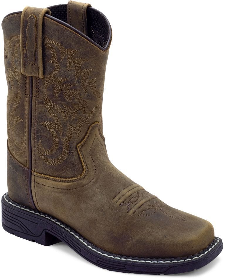 Old West Brown CHILDREN'S SQUARE TOE BOOTS - Old West