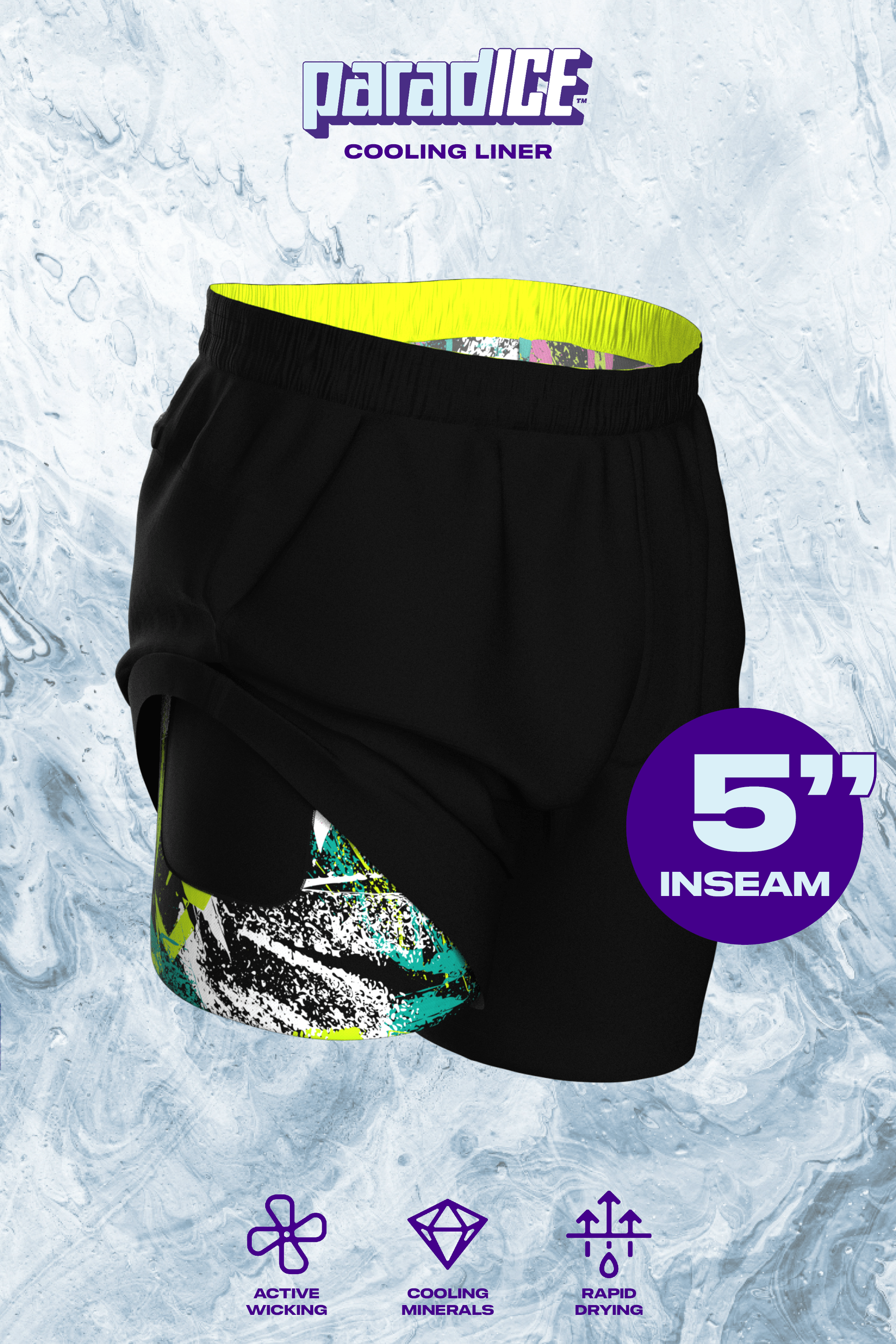 The Warm Up | Black and Neon Ball Hammock® 5 Inch Athletic Shorts - Shinesty