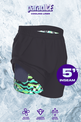 The Water Break | Black and Green Neon Ball Hammock® 5 Inch Athletic Shorts - Shinesty