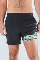 The Water Break | Black and Green Neon Ball Hammock® 5 Inch Athletic Shorts - Shinesty