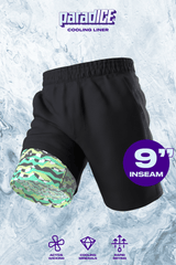 The Water Break | Black and Green Neon Ball Hammock® 9 Inch Athletic Shorts - Shinesty