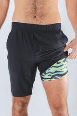 The Water Break | Black and Green Neon Ball Hammock® 9 Inch Athletic Shorts - Shinesty