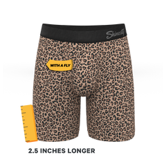 The Wild Cat | Leopard Print Long Leg Ball Hammock® Pouch Underwear With Fly