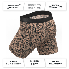 The Wild Cat | Leopard Print Long Leg Ball Hammock® Pouch Underwear With Fly