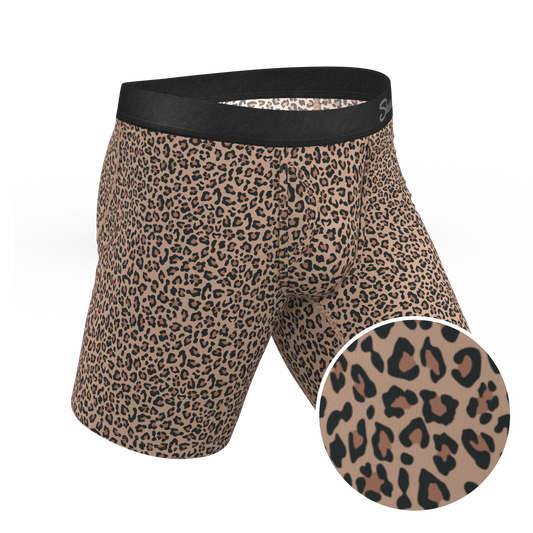 The Wild Cat | Leopard Print Long Leg Ball Hammock® Pouch Underwear With Fly