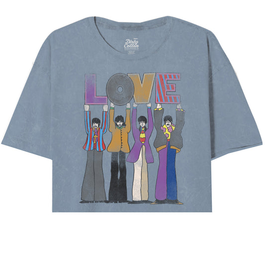 Yellow Submarine By The Beatles Loved Spelled Out Oversize Crop Top