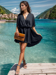 Surplice Half Sleeve Mini Dress Trendsi