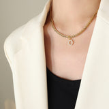 Brass Inlaid Zircon Letter Pendant Necklace Trendsi