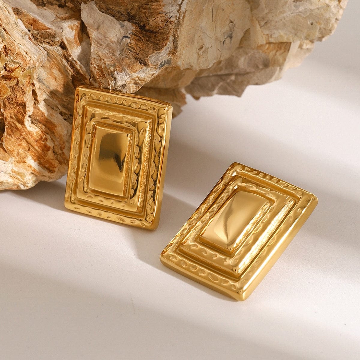 18K Gold-Plated Stainless Steel Square Shape Earrings - Trendsi