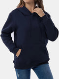 Drawstring Long Sleeve Hoodie with Kangaroo Pocket - Trendsi