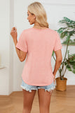 Ruched Round Neck Short Sleeve T-Shirt Trendsi