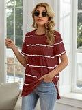 Striped Round Neck Short Sleeve T-Shirt - Flyclothing LLC