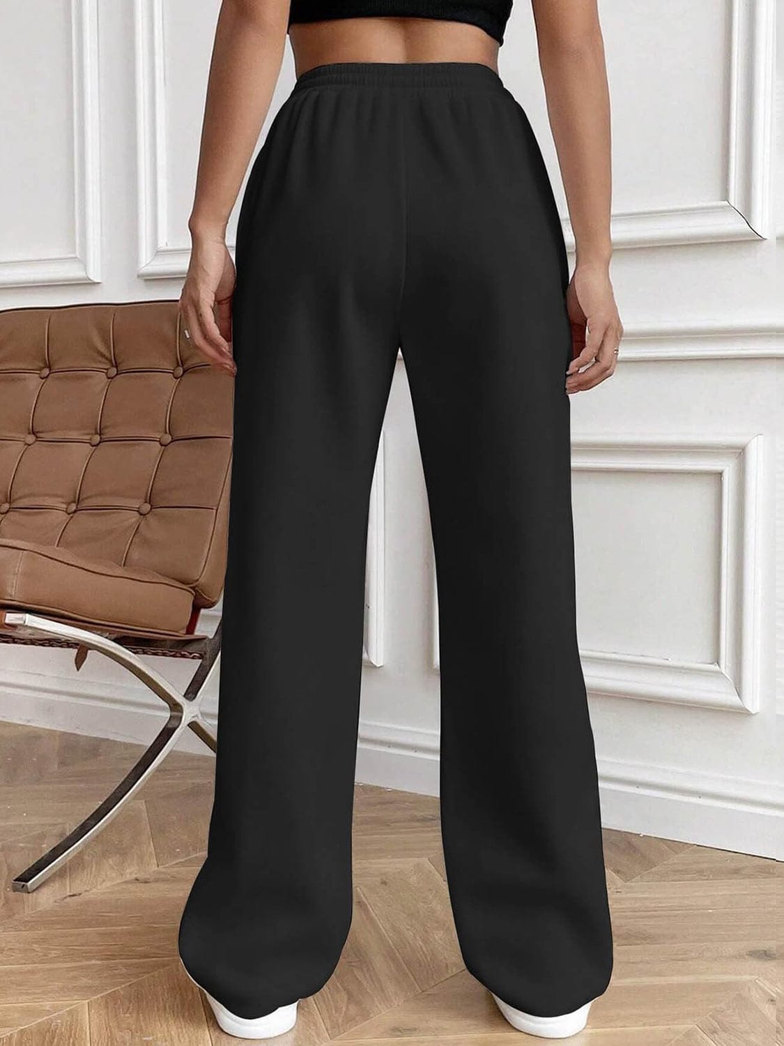 Drawstring Elastic Waist Pants with Pockets - Trendsi