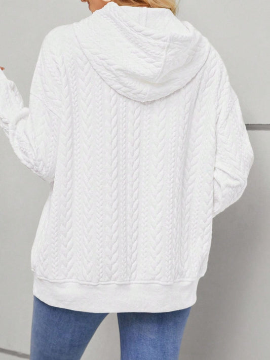 Drawstring Long Sleeve Hoodie with Pockets - Trendsi