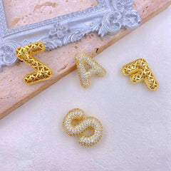 Gold-Plated Inlaid Zircon Letter Necklace - Trendsi