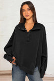 Exposed Seam Side Slit Long Sleeve Sweatshirt - Trendsi