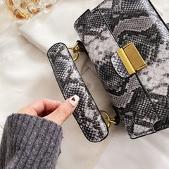 PU Leather Snakeskin Print Crossbody Bag - Trendsi