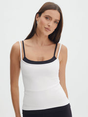 Faux Layered Square Neck Cropped Cami Trendsi