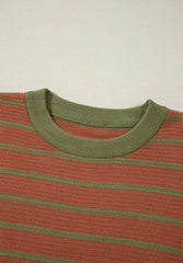 Striped Round Neck Long Sleeve Sweater