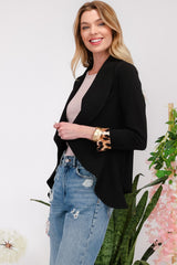 Celeste Full Size Rolled Leopard Cuff Open Front Blazer - Trendsi