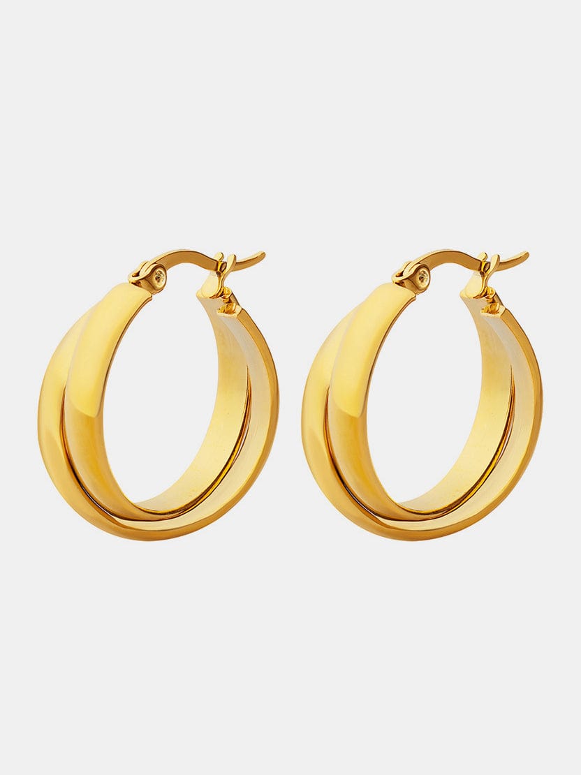 18K Gold-Plated Titanium Steel Huggie Earrings - Trendsi