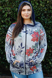 Blumin Apparel Full Size Floral Zip Up Hoodie Trendsi