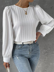 Round Neck Long Sleeve Blouse