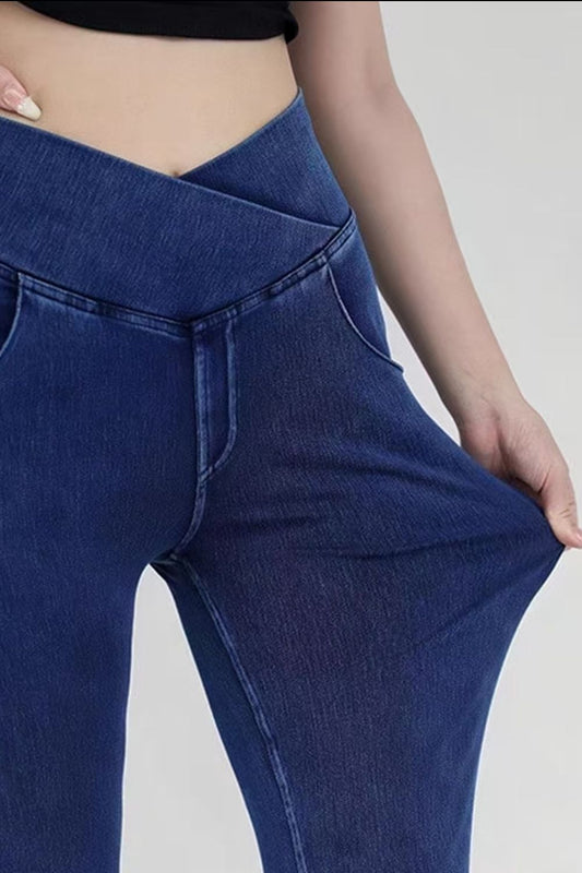 Basic Bae Pocketed Highly Stretchy Bootcut Jeans - Trendsi