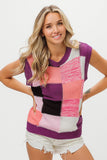 BiBi Color Block Round Neck Sweater Vest - Flyclothing LLC