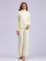 Basic Bae High- Low Turtleneck Long Sleeve Top and Pants Sweater Set - Trendsi