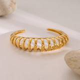 18K Gold-Plated Stainless Steel Cutout Bracelet - Trendsi