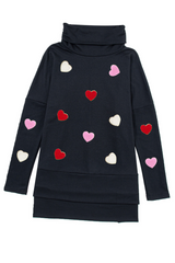 Valentine’s Day Heart Patched Turtleneck Long Sleeve Top