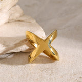 18K Gold-Plated Crisscross Ring - Trendsi