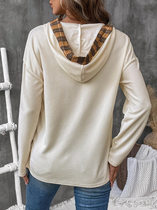 Drawstring Long Sleeve Hooded T-Shirt - Trendsi