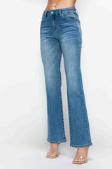 bytos Full Size Cat's Whiskers Mid Rise Bootcut Jeans - Trendsi