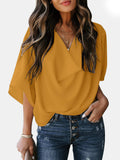 Full Size Cowl Neck Three-Quarter Sleeve Blouse Trendsi