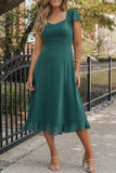 Cutout Ruffle Hem Cap Sleeve Dress - Flyclothing LLC